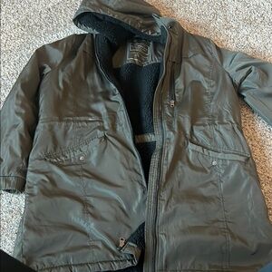 Lucky Brand Olive Green Hooded Raincoat Jacket